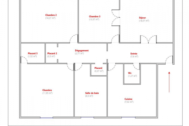 Appartement 85m2 – 5 pièces  – 2 chambres – 75020